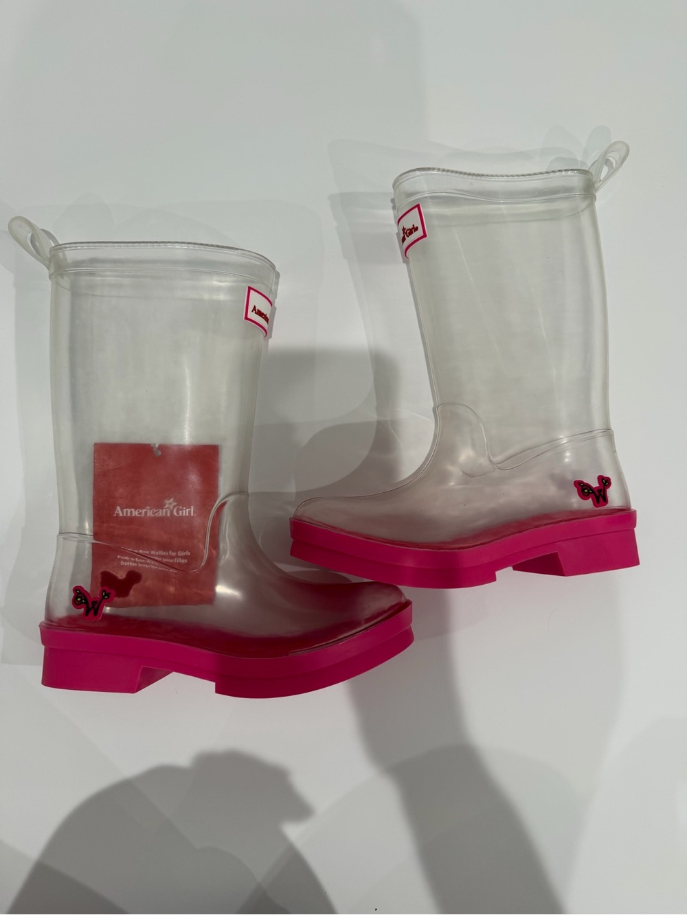 American Girl Clear Pink Ombre Floral Rain Boots - Picture 2 of 3